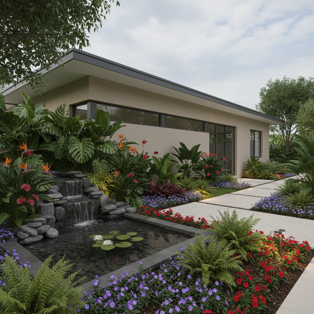 Taman dengan konsep natural stone untuk resapan air maksimal